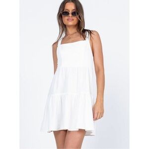 Princess Polly White Linen Keesha Mini Dress, 6